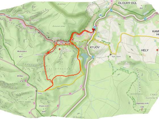 mapa Kyjov - Klenotnice - Hřebec