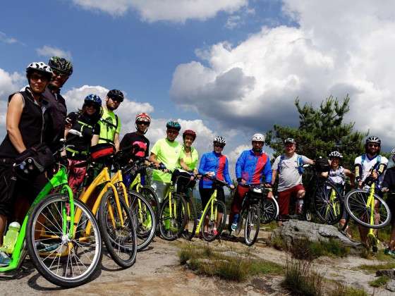 Downhill scooter ride from the top of Sneznik mountain 