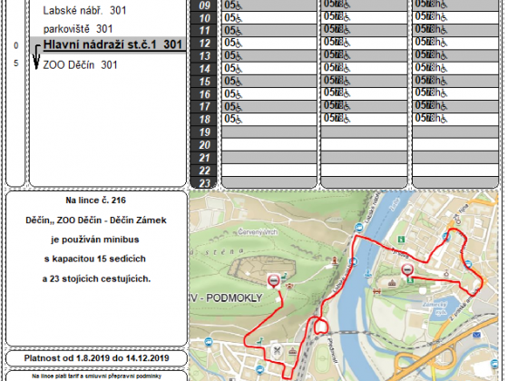 Jízdní řád ZOO - zámek, zastávka Hlavní nádraží - směr ZOO
