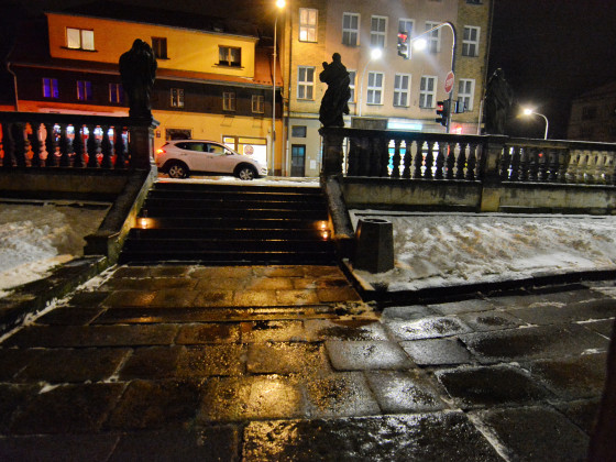 Loreta Rumburk - schodiště při noční prohlídce (foto: Ivo Šafus)