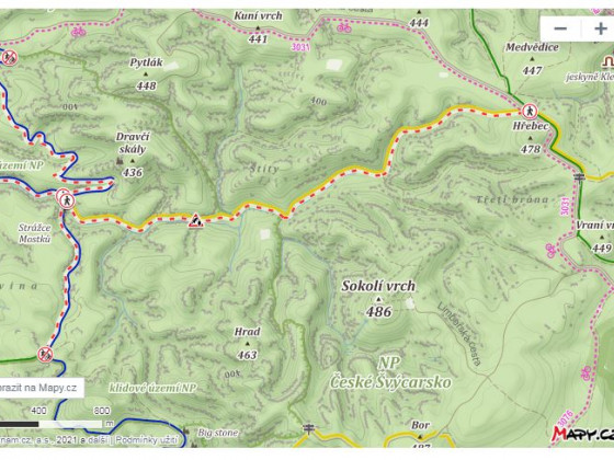 Dočasně uzavřené turistické trasy vyznačené na serveru www.mapy.cz