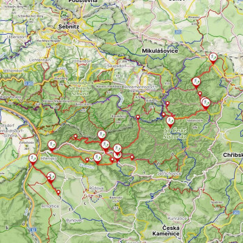 Mapa odznačených a uzavřených pěších tras v Českém Švýcarsku