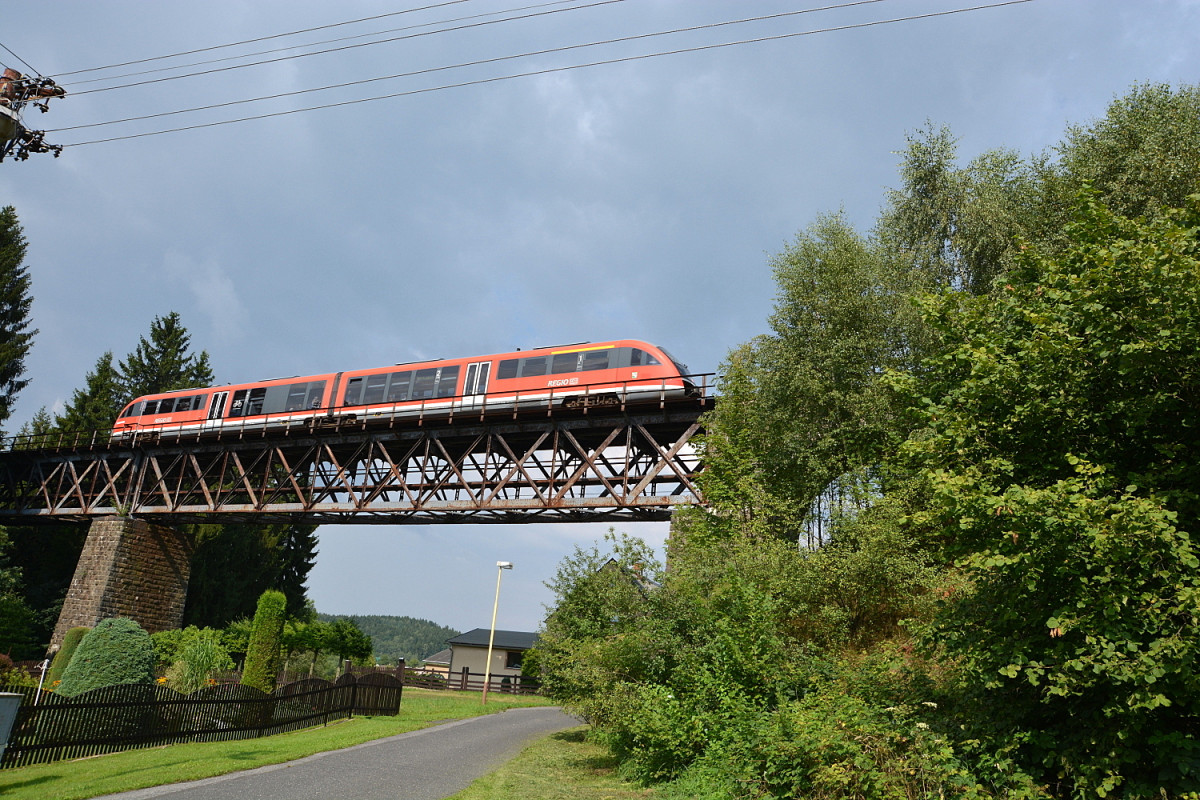 Vlak Dráhy národního parku na viaduktu ve Vilémově (foto Ivo Šafus)