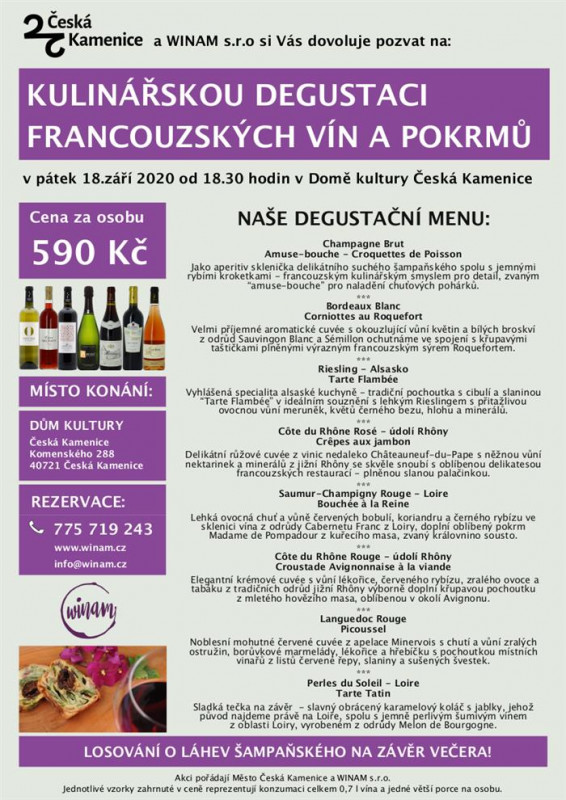 Česká Kamenice - Kulinářská degustace francouzských vín a pokrmů