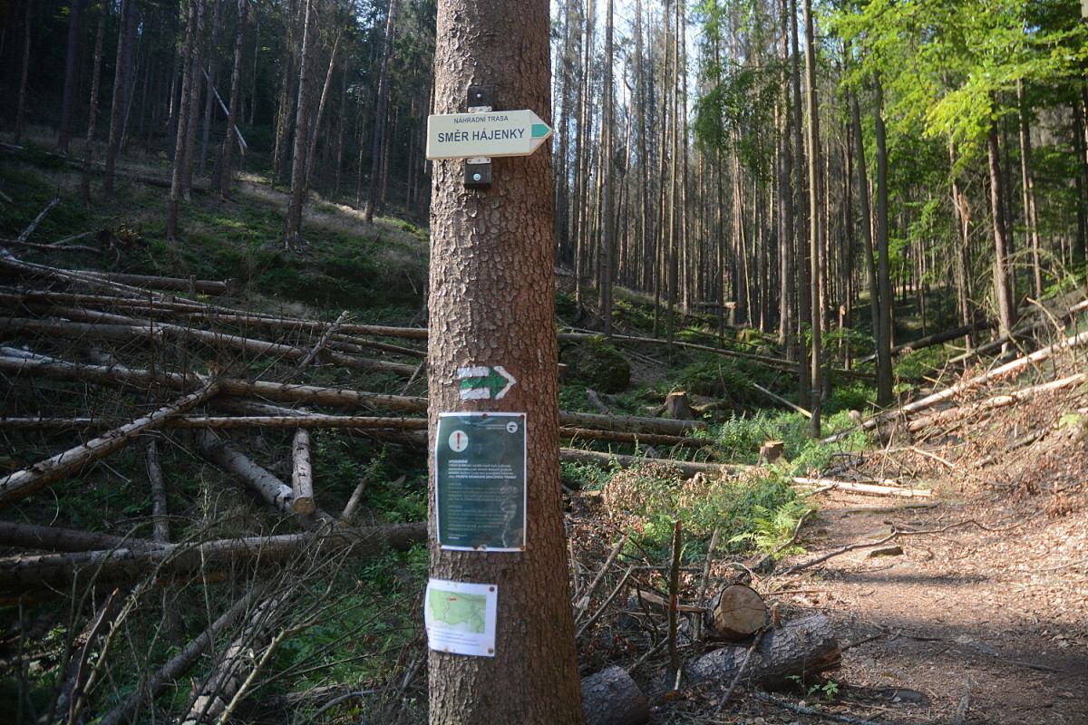 Varovné tabule na území NP České Švýcarsko