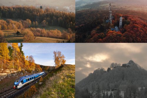 Koláž- Jiřetín pod Jedlovou, křížová hora, Jedlová, Tolštejn, nádraží Jedlová